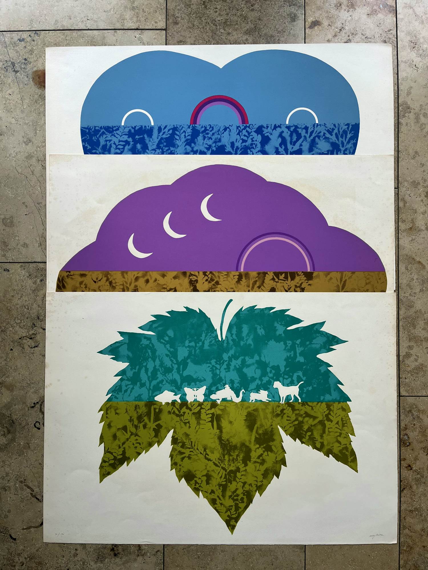 Milvia Maglione - Lot van 3 gesigneerde zeefdrukken uit Prent 190 - oplage 90/190 kopen? Bied vanaf 65!