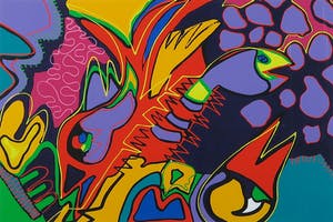 Marianne Naerebout - Zeefdruk, go with the flow - Ingelijst kopen? Bied vanaf 60!