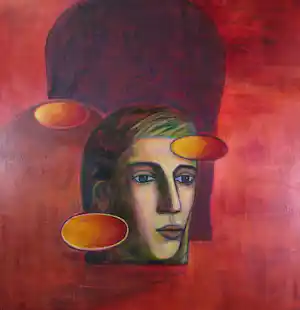 Margreet Bouman - Acryl op doek, Het Vuur - Ingelijst vendu pour 170€ !