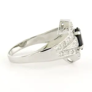 14k wit gouden ring met saffier en single cut geslepen diamanten tot. 0.10ct kopen? Bied vanaf 280!