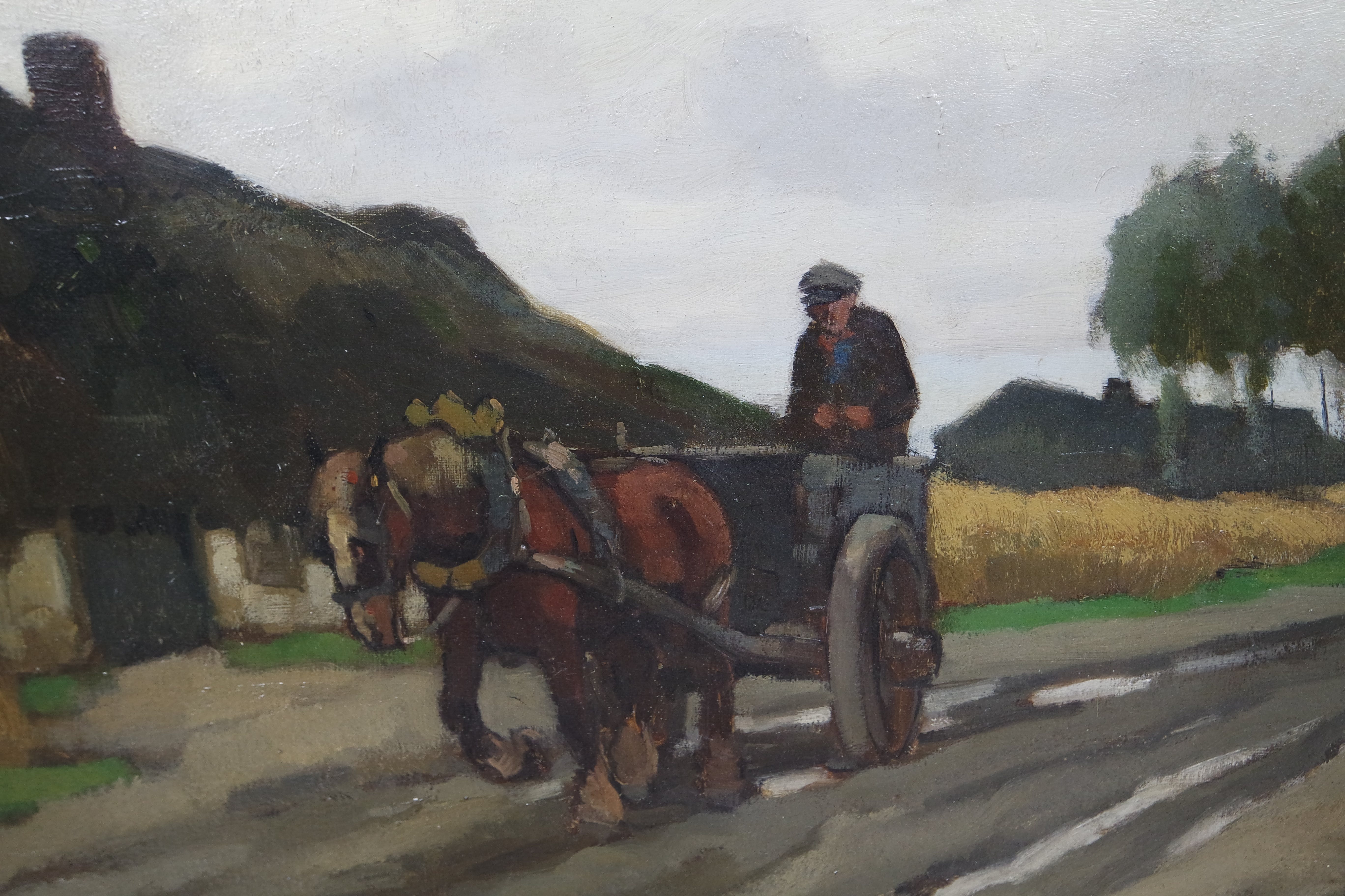 Cor Noltee - olieverf op doek - boerderij en boer met paard en wagen kopen? Bied vanaf 725!