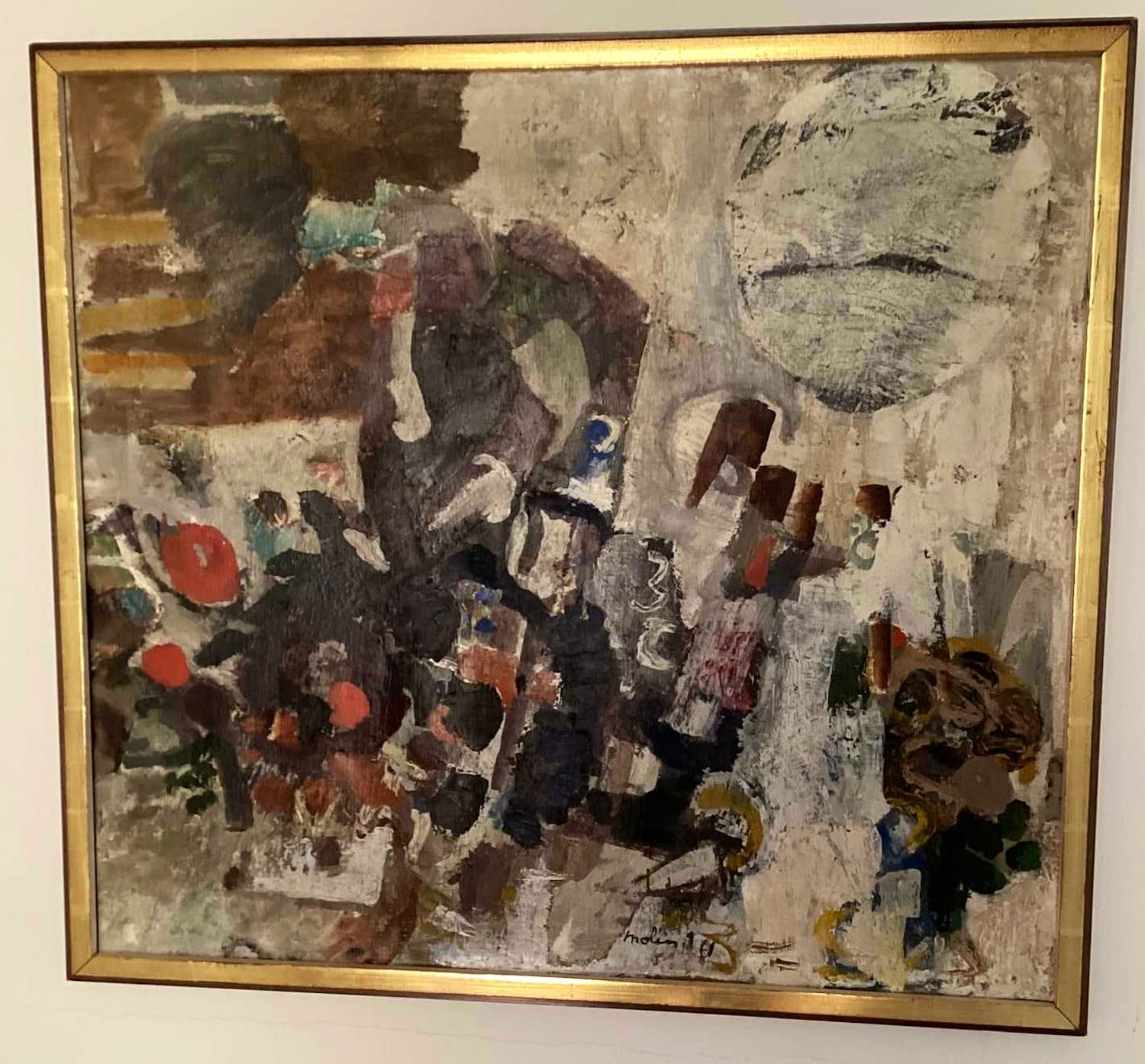 Lei Molin - abstrakt, veelkleurig olieverfschilderij verkocht voor € 399!