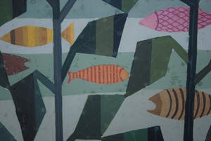 Geni Peter - vissen en bloeiende planten - abstracte gouache uit 1947(!) kopen? Bied vanaf 180!