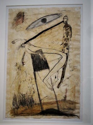 Margot de Jager - werk uit 1984 - Expressionistische gemengde techniek "Tiger Man" gesigneerd kopen? Bied vanaf 30!