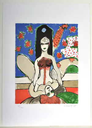 Corneille - La nuit étoilée - litho- Gesigneerd - 69,5x49,5 cm - 1975 kopen? Bied vanaf 325!