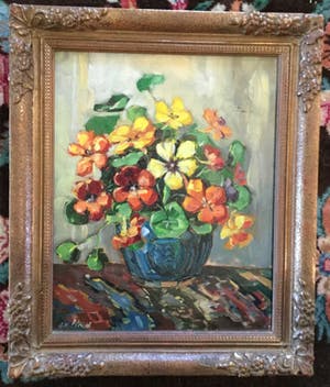 Niet of onleesbaar gesigneerd - Stilleven met bloemen in gemberpot kopen? Bied vanaf 10!