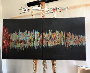 John Foppen - City Vieuw By Night......# K04. Diptych .XL. GROOT. kopen? Bied vanaf 195!