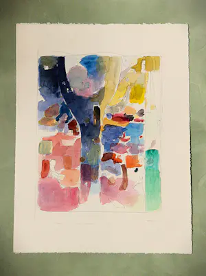 Henk Tichelaar - Grote, met ecoline gekleurde ETS "Bosprent" - kleine oplage (50) - gesigneerd kopen? Bied vanaf 38!