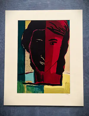 Louis Favre - Fraai kleuren- Litho - "portret vrouw" 1953 - kleine oplage (55) - handgesignrd kopen? Bied vanaf 71!