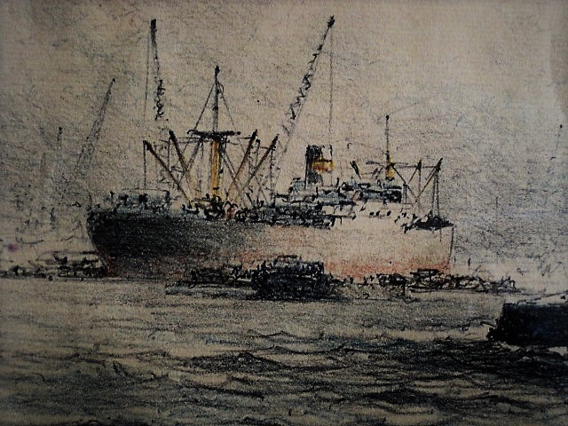 Marius de Jongere - Pracht Aquarel "bedrijvigheid in Rotterdamse Maashaven" gesigneerd kopen? Bied vanaf 1!