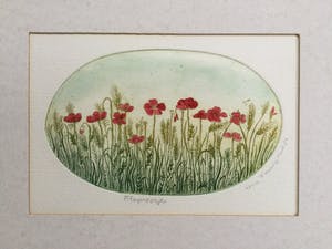 Truusje Mul - Klaproosjes | kleuren ets - ingelijst kopen? Bied vanaf 19!