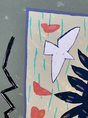 Harrie Gerritz - kleurenzeefdruk | 'Boom van de witte kraai' | 1987 kopen? Bied vanaf 100!