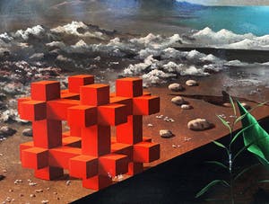 Franz Deckwitz - Surrealistisch nachtelijk landschap, olieverf op paneel (netjes ingelijst) kopen? Bied vanaf 295!