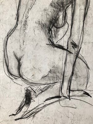 Ton Etman - zittend naakt in zwartkrijt kopen? Bied vanaf 1!