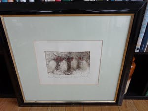 Anton Heyboer - ABSTRACTIE / ZW-W + RODE ETS / 65x71cm / KADER / SIG kopen? Bied vanaf 75!