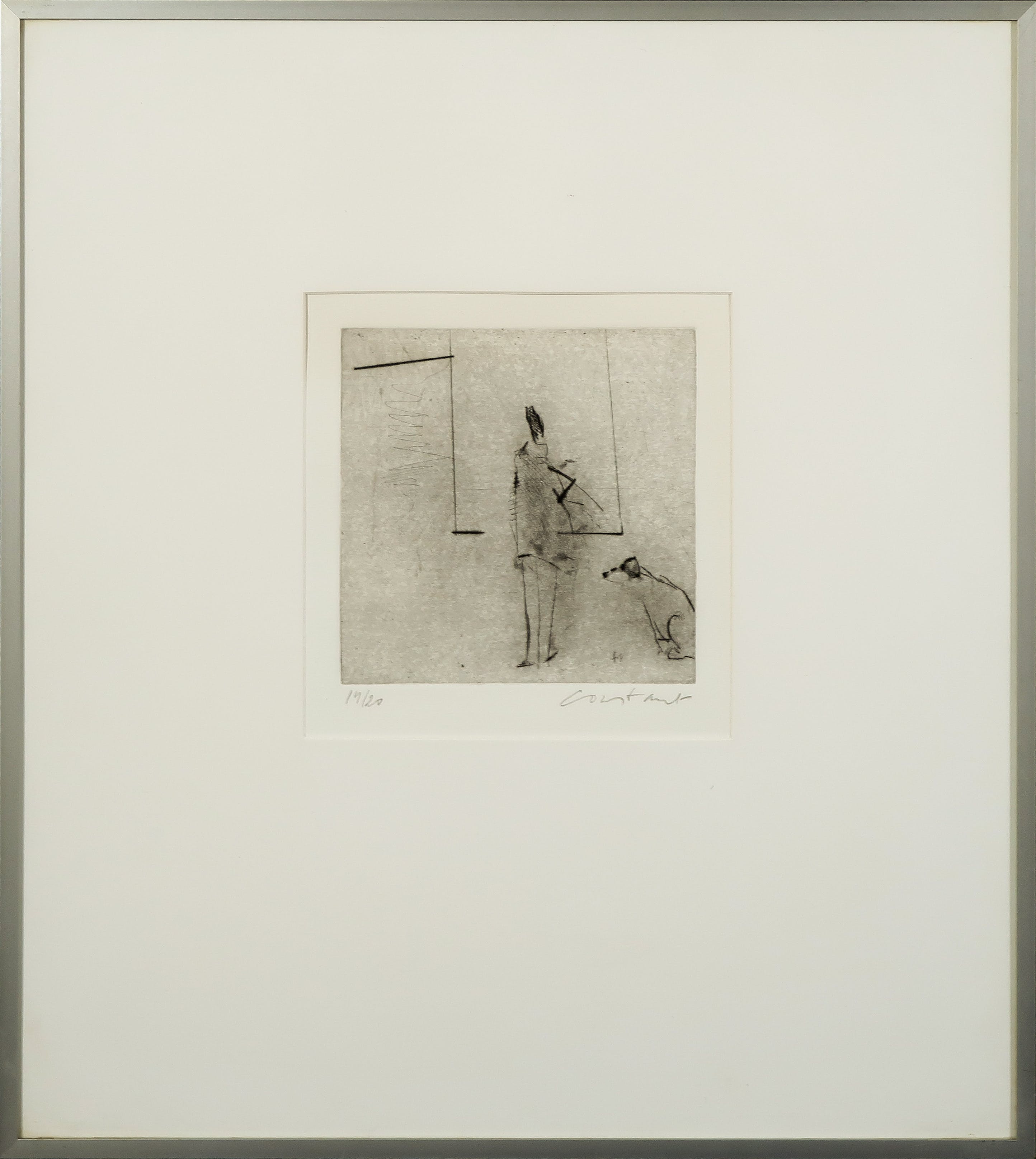 Constant - Ets, Man met hond - Ingelijst verkocht voor € 400!