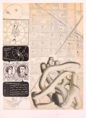 Panamarenko - General Spinaxis, Litho en Collage 2003, handgesigneerd met certificaat verkocht voor € 799!