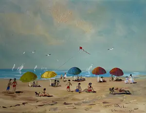 Henk Poeder - Strand gezicht bij Scheveningen kopen? Bied vanaf 180!