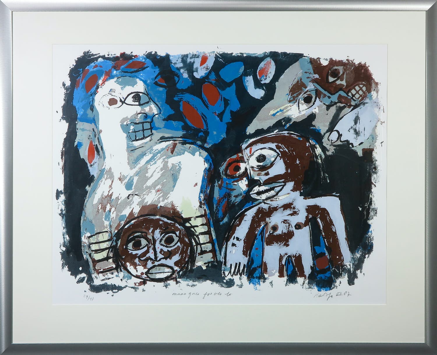 John Lie a Fo - Zeefdruk, Mama Gato - Ingelijst verkocht voor € 50!