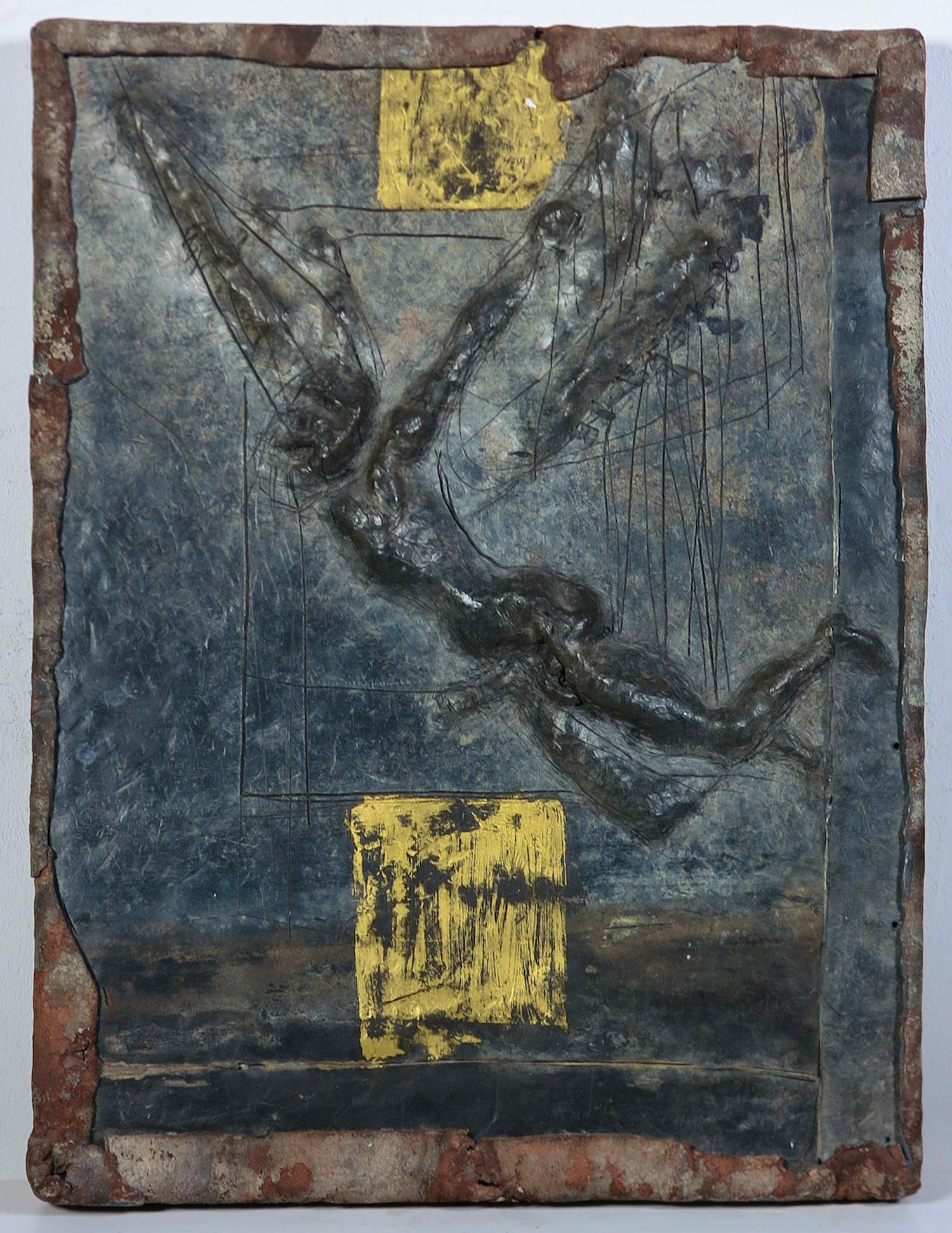 Pieter Kortekaas - Wandobject/reliëf van zink en goudverf op hout, Lucifer kopen? Bied vanaf 150!