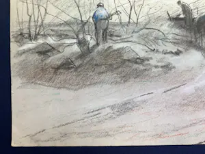 Anton Mauve (sr.) - Heidelandschap met twee houtsprokkelaars en een paardenkar op een pad kopen? Bied vanaf 240!