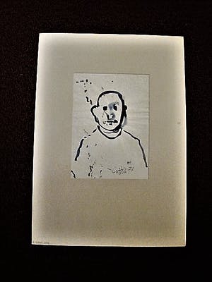 Niet of onleesbaar gesigneerd - Intrigerend 1973 express. Aquarel "portret man" gesigneerd - in passe partout kopen? Bied vanaf 1!
