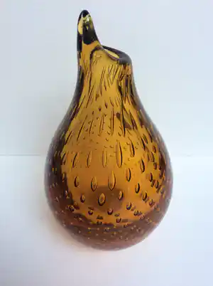 Hirschberg - Vintage Ambergele vaas met luchtbellen verkocht voor € 65!