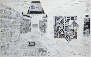 Jan de Bie - Collage, potlood en gouache, Museum - Ingelijst kopen? Bied vanaf 180!