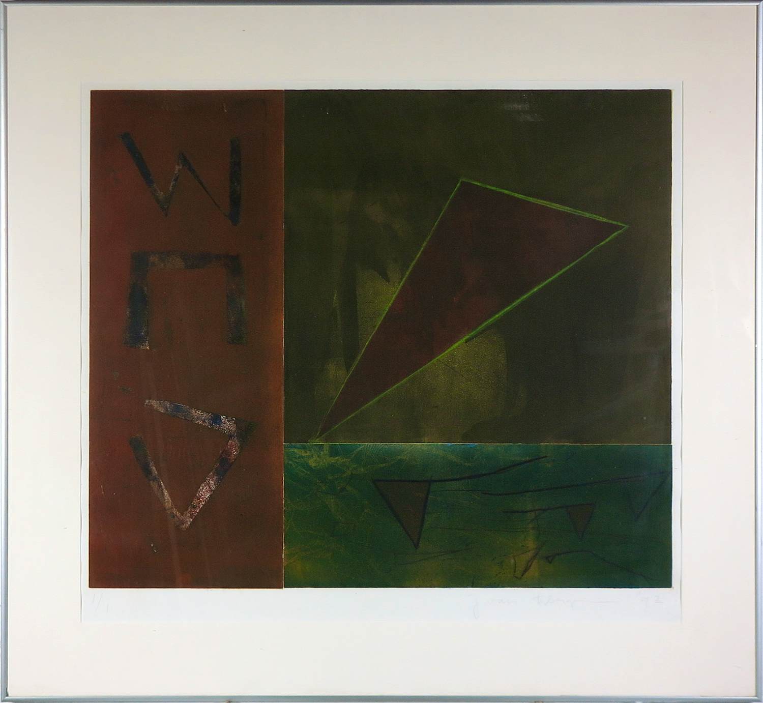 Jose van Tubergen - Aquatint (unicum), Zonder titel / Abstracte compositie - Ingelijst (Groot) kopen? Bied vanaf 60!