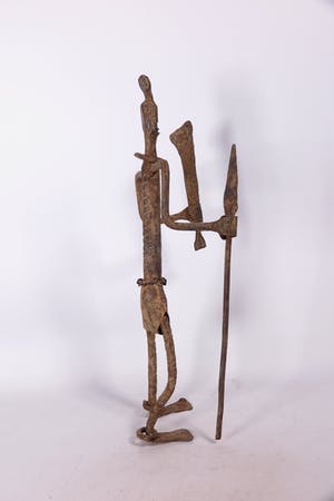 Fon - Zeldzaam beeld van ijzer, Strijder met een speer en een kapmes kopen? Bied vanaf 1!