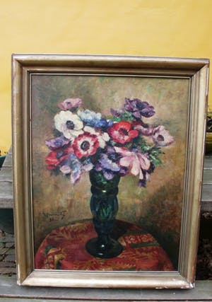 Georges Bernard Jamotte - Anemonen in groene vaas. kopen? Bied vanaf 110!