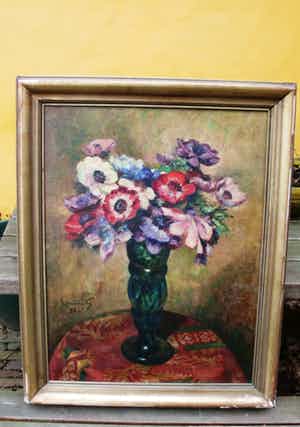 Georges Bernard Jamotte - Anemonen in groene vaas. verkocht voor € 110!