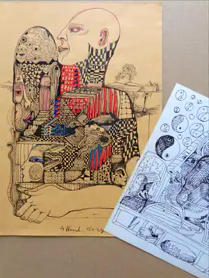 Ernst Vijlbrief - LOT VAN 2 WERKEN / ORIGINEEL WERK / 30x22cm + 21x17cm verkocht voor € 30!