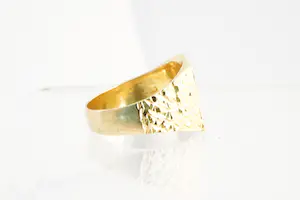 169 - Massieve & fraai bewerkte geel-gouden 18 krt "gold dust" ring kopen? Bied vanaf 360!