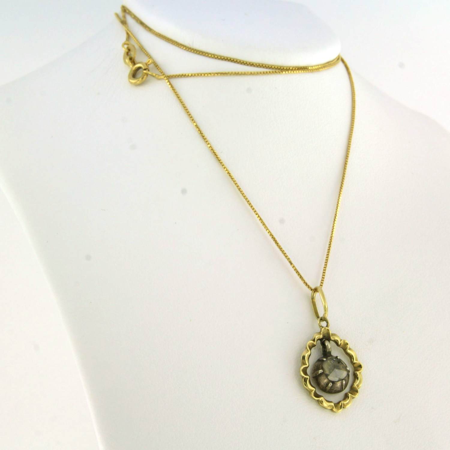 14k gouden collier met hanger bezet met diamant 0.10 ct - 60 cm kopen? Bied vanaf 340!