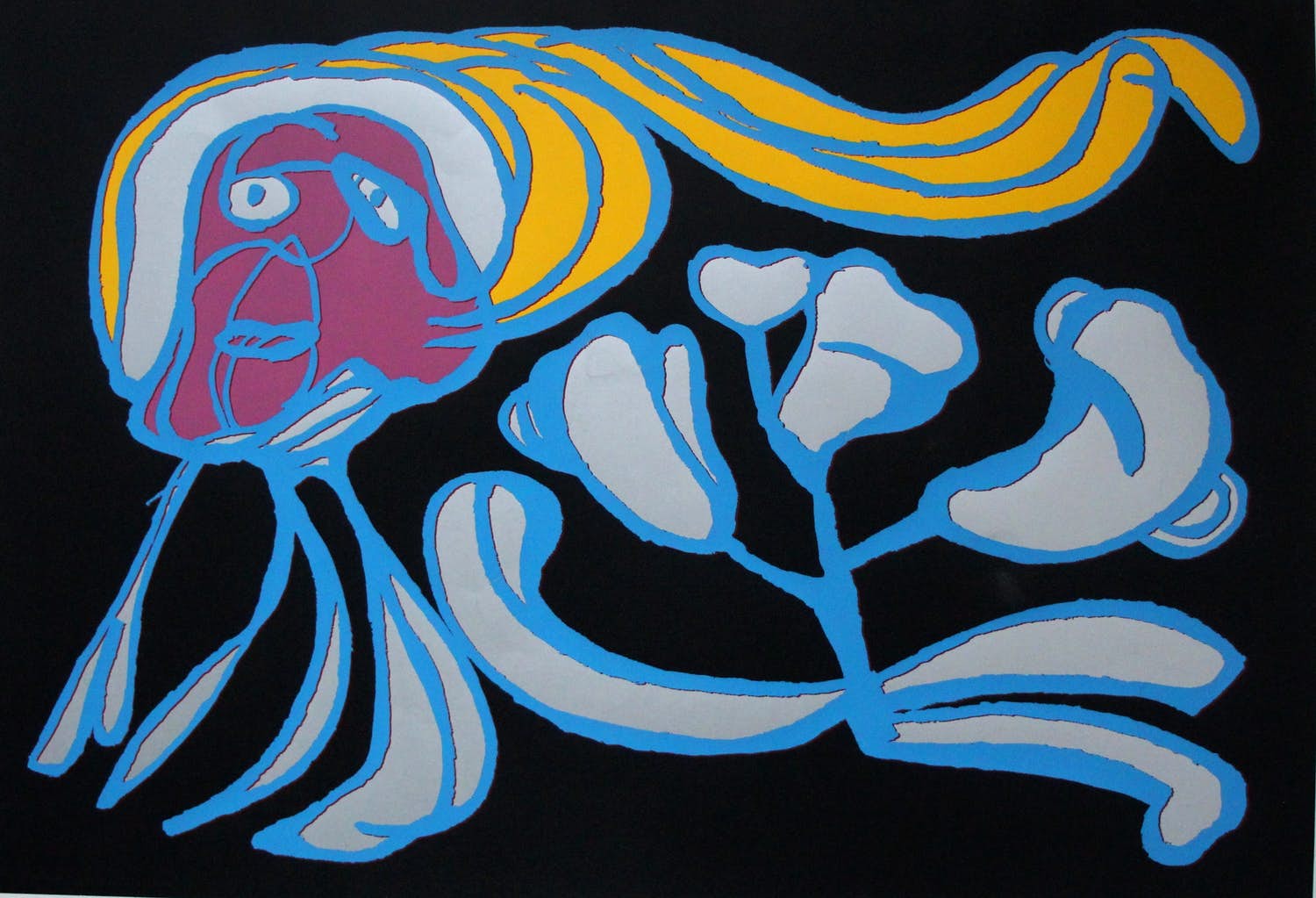 Karel Appel - Grote kleurenzeefdruk: Floating flower passion - 1978 kopen? Bied vanaf 1!