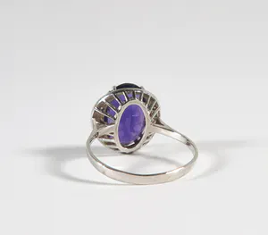 Amethist collier met 14 kt. witgouden ring bezet met diamant en amethist kopen? Bied vanaf 300!