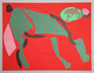 Marino Marini - Paard op rode achtergrond - 1970 - Originele litho kopen? Bied vanaf 120!
