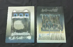 Mark van Hove - Lot van twee collages op gedrukte achtergrond kopen? Bied vanaf 1!