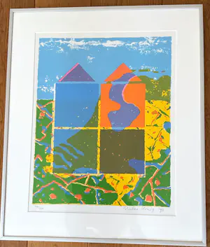 Milou Honig - Nederland in abstractie, hand gesigneerd en ingelijst met passe-partout kopen? Bied vanaf 45!