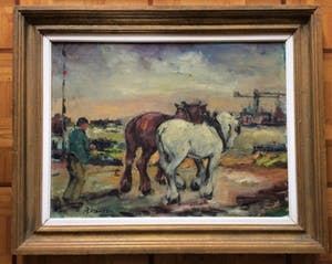 Rene Morren - Trekpaarden aan de haven. kopen? Bied vanaf 120!
