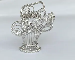 Platina/Gouden Latere Art Deco Broche/Hanger met Diamanten kopen? Bied vanaf 900!