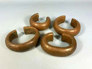 Benin - 201007 - Large Tribal used 4 bracelets or manilla's - Nigeria. verkocht voor € 65!