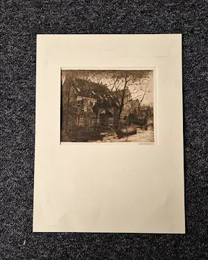Eduard Karsen - omstreeks 1900 - omstreeken van Amsterdam - droge naald Ets - gesigneerd kopen? Bied vanaf 33!