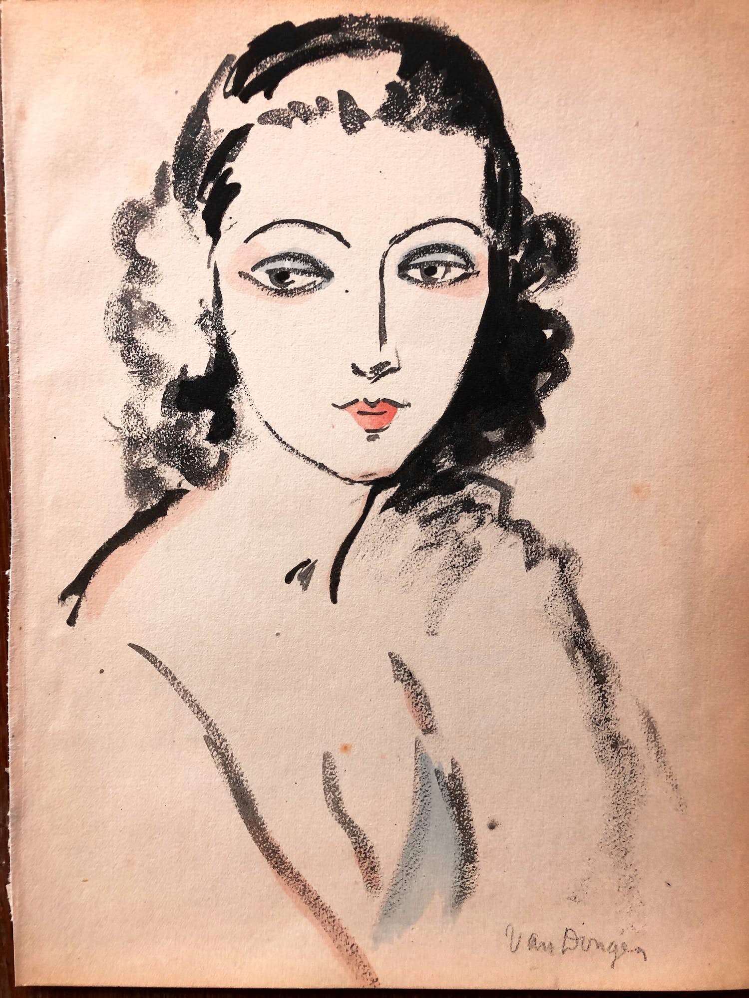 Kees van Dongen - Pochoir - Portrait de femme verkocht voor € 795!