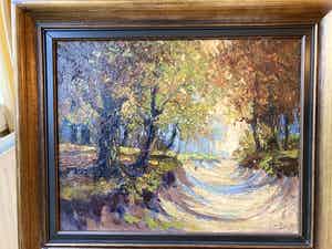 Cornelis de Bruin - holle weg in herfstbos verkocht voor € 75!