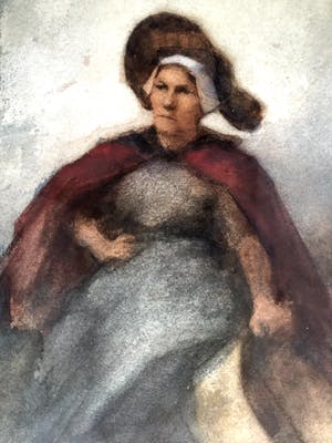 Philip Windt - Zittende dame met een mand - Aquarel uit 1887, Fraai Ingelijst kopen? Bied vanaf 320!