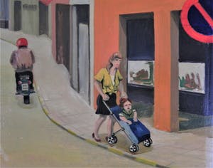 Niet of onleesbaar gesigneerd - BATES -Naïef geschilderde Bloemenmarkt Roosendaal 2 kopen? Bied vanaf 1!