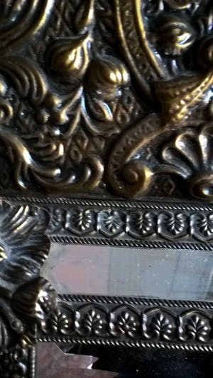 Curiosa - Latoenkoperen Spiegel / Stoffer en Blik - Hout, Koper kopen? Bied vanaf 1!