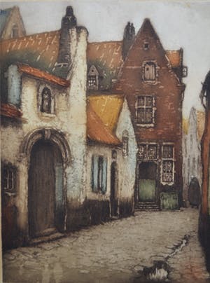 Alfred van Neste - Rue des X11 Apotres - handgesigneerde kleurenets kopen? Bied vanaf 10!